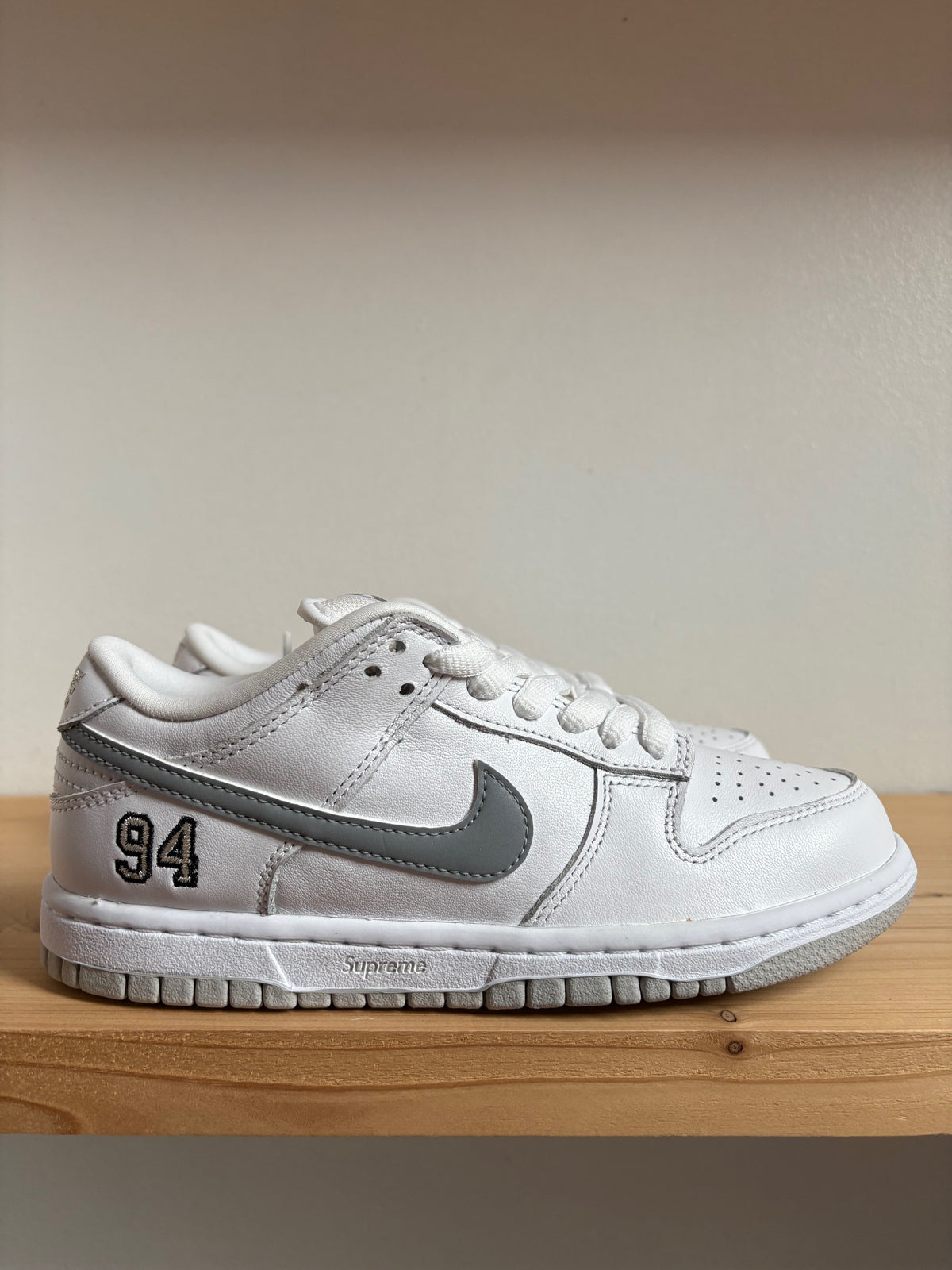 Nike SB Dunk Low Supreme 94 White Metallic Silver